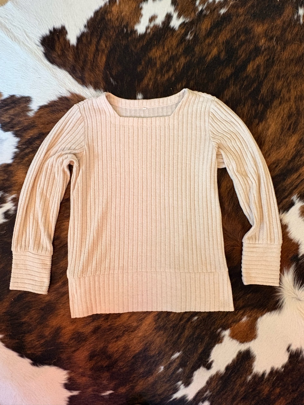 Women's Ribbed Long Sleeve Sweater - Cream